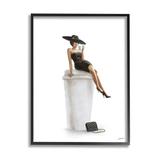 Stupell Industries Trendy Black Dress Fashionable Woman Graphic Art Black Framed Art Print Wall Art Design by Ziwei Li