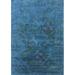 Ahgly Company Indoor Rectangle Mid-Century Modern Blue Ivy Blue Oriental Area Rugs 6 x 9