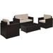 Palm Harbor 4-Piece Outdoor Wicker Conversation Set with Sand Cushions - Brown
