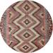 Ahgly Company Indoor Round Contemporary Brown Red Southwestern Area Rugs 4 Round