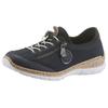 Slip-On Sneaker RIEKER, Damen, Gr. 40, blau (marine), Nubuklederimitat, Textil, sportlich, Schuhe Sneaker, Slipper, Schlupfschuh mit Außenreißverschluss, Topseller