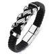 Bracelet à breloques classiques pour hommes cuir noir nickel ant de main haute qualité punk