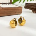Ghidbk – boucles d'oreilles Huggie en acier inoxydable plaqué or 18K Pvd couleur or grosse boule