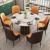 Modern White Round Marble Tabletop Dining Table with Lazy Susan, Black and Gold Leg, Dining Room Table