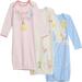 Disney Princess Newborn Baby Girls 3 Pack Long Sleeve Swaddle Sleeper Gowns Newborn