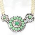 J. Crew Jewelry | J Crew Pearl Jade Jadeite Crystal Squash Blossom Drop Statement Bib Necklace | Color: Green/White | Size: Os