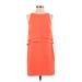 Banana Republic Casual Dress - Shift Crew Neck Sleeveless: Orange Print Dresses - Women's Size 0 Petite