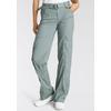 Cargohose KANGAROOS, Damen, Gr. 38, N-Gr, grün (khaki, grau), Web, Obermaterial: 50% Baumwolle, 46% Polyamid, 4% Elasthan, unifarben, kontrastfarbene Details, casual, bequem bodenlang, Hosen, mit besonderem Taschen-Design