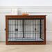 Tucker Murphy Pet™ Dog Crate Furniture Indoor Dog Crate End Table Heavy-Duty Dog Cage w/ Dog Mat, Three-Door Dog House Black Metal in Brown | Wayfair