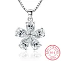 Collier en argent Sterling 925 AAA pour femmes chaîne ras du cou avec pendentif en fleur de