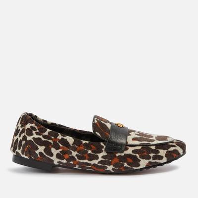 Leopard Print Leather And Velvet Ballet Shoes - Black - Tory Burch Flats