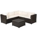 Costway 6 Pieces Patio Furniture Sofa Set with Cushions for Outdoor-Beige