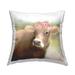 Stupell Cattle Calf Pink Flower Crown Printed Throw Pillow Design by Kim Allen
