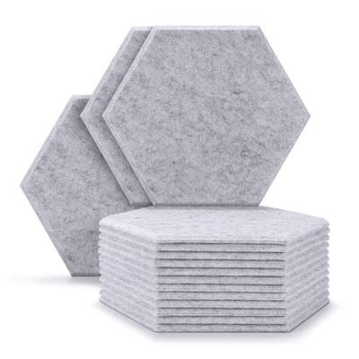 12 Packs Hexagon Absorption Panel, Acoustic Soundproofing Insulation Panel Tiles (11.8*10.2*0.35 inches)