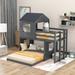 Wooden Twin Over Full Bunk Bed, Loft Bed with Playhouse, Farmhouse, Ladder and Guardrails