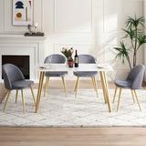 Ivinta White Marble Dining Table, Modern Rectangle 55 inch Dining Room Table for 4/6