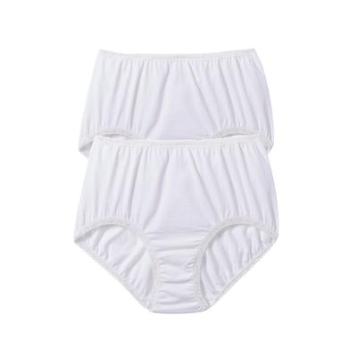 Plus Size Women's Cotton Spandex Lace Detail Brief 2-Pack by Comfort Choice in White Pack (Size 7)