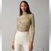 Tory Burch Tops | Bnwt Tory Burch Sequin Embellished Gold Turtleneck Sz Xl | Color: Gold | Size: Xl