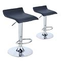 Breakfast Bar Stools Set of 2 Kitchen Stool Streamlined Black Faux Leather Swivel Adjustable Chair with Chrome Plated Footrest Base Counter Home