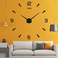 Horloge Murale 3D en Miroir Acrylique Design de Salon Autocollants Européens Grande Montre à