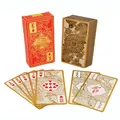 Cartes de jeu de poker en plastique PVC transparent rouge noir étanche motif de dragon doré