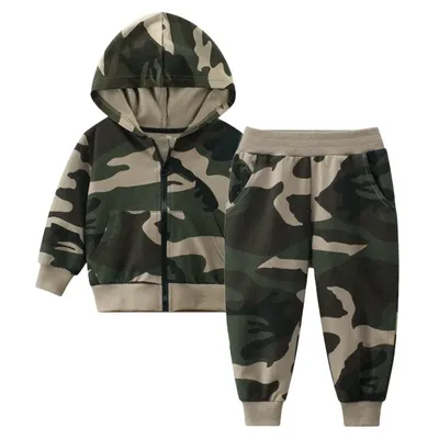 CamSolomon-Ensembles de vêtements camouflage pour garçons sweat à capuche imbibé veste à capuche à
