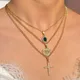 Flatfoosie – colliers en cristal avec pendentif en forme de cœur et de croix pour femmes chaîne