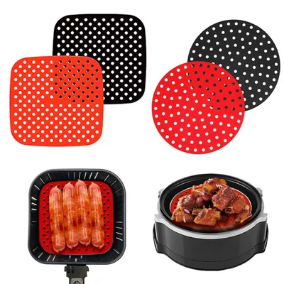 Tapis de cuisson antiadhésif en silicone pour friteuse à Air rond carré accessoires pour outils