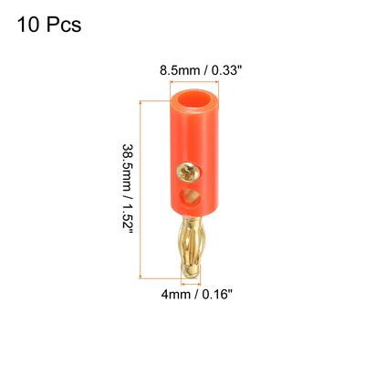 Speaker Banana Plugs Connector Jack Connector 4mm Gold-Plated Alloy Red 10Pcs