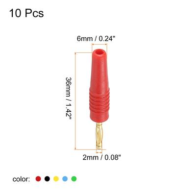 Speaker Banana Plugs Connector Jack Connector Solder Type 2mm Gold-Plated Copper - Red, Black, Yellow, Blue, Green