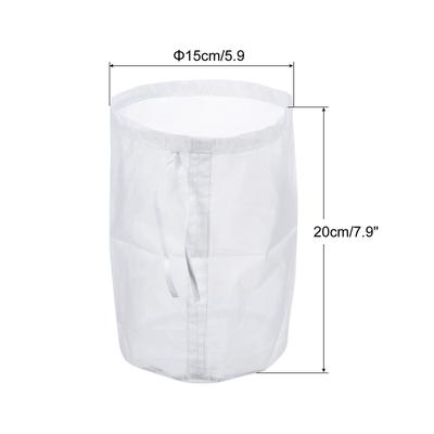 200 Mesh Paint Filter Bag 5.9" Dia Nylon Strainer with Drawstring 2Pcs - White