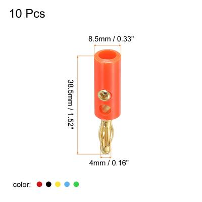 Speaker Banana Plugs Connector Jack Connector 4mm Nickel-Plated 10Pcs - Red, Black, Yellow, Blue, Green