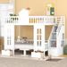 Stairway Bunk Beds with Changeable Table and Storage Drawers, Castle Style Full-Over-Full/Twin-Over-Twin Wood Bunk Bed Frame