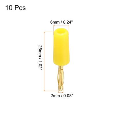 Banana Plugs Connector Jack Connector Solder Type 2mm Gold-Plated Yellow 10Pcs - Red