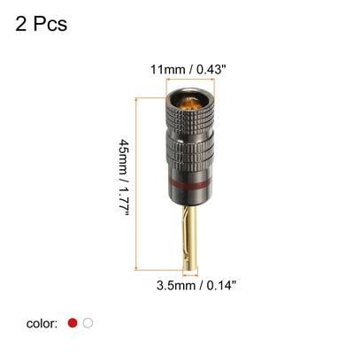 Banana Plugs Jack Connector Pin Plug Closed Screw Type 3.5mm Gold-Plated Copper - Red, White