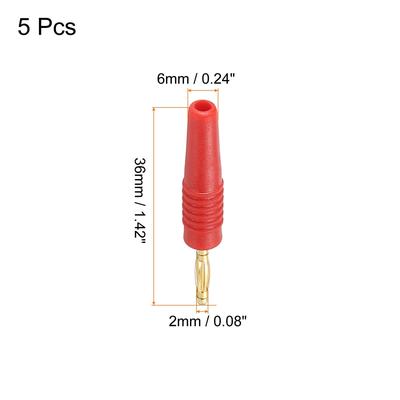 Speaker Banana Plugs Connector Jack Connector Solder Type 2mm Gold-Plated Red