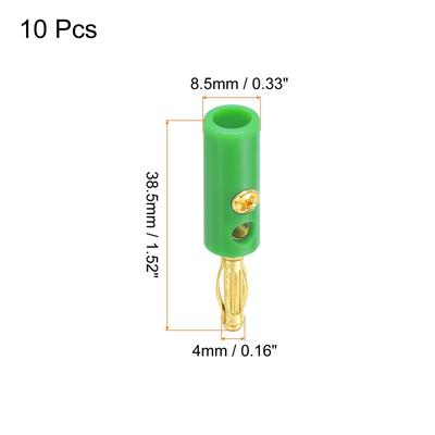 Speaker Banana Plug Connector Jack Connector 4mm Gold-Plated Alloy Green 10Pcs