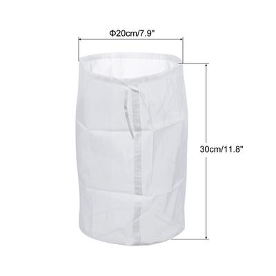 200 Mesh Paint Filter Bag 7.9" Dia Nylon Strainer with Drawstring 2Pcs - White