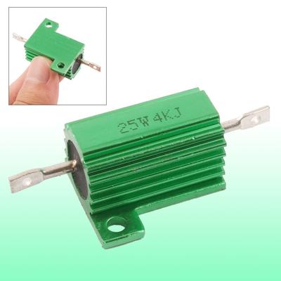 Chassis Mounted 25W 4K Ohm Aluminum Case Wirewound Resistor - Green