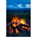 Great BIG Canvas | Close up view of a camp fire with a view of the Chugach Mountain in the distance Art Print - 24x36