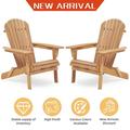 Clearance! Wooden Outdoor Folding Adirondack Chair Set of 2 Wood Lounge Patio Chair for Garden Garden Lawn Backyard Deck Pool Side Fire Pit Half Assembled