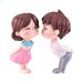 2pcs/Pair Cute PVC Handicraft Garden Couple Ornaments Figurines Micro Landscape WHITE&PINK