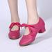 Juebong Lady Style Shallow Mouth Modern Dance Latin Dance Square Dance Shoe Low Top Soft Hot Pink Size 8.5