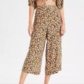 American Eagle Outfitters Pants & Jumpsuits | American Eagle High-Waisted Floral Wide-Leg Pants | Color: Pink/Yellow | Size: M