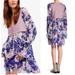 Free People Dresses | Free People Dress Alice Vested Mini Size Xs Boho Floral Long Sleeve Purple Blue | Color: Blue/Purple | Size: Xs