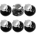 SPARES2GO Control Knobs for New World Gas Hob Oven Cooker (Black/Silver, Pack of 6)