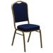 Flash Furniture FD-C01-ALLGOLD-2056-GG Stacking Banquet Chair w/ Navy Blue Patterned Fabric Back & Seat - Steel Frame, Gold