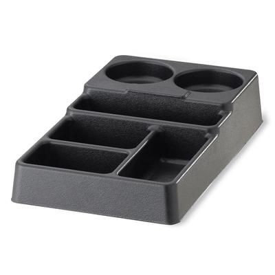 Service Ideas SC1090 Plastic Condiment Caddy w/ 6 Compartments, Black