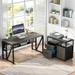 Tribesigns 63-inche L Shaped Desk with Lateral Cabient, 2 piece Home Office Executive Desk with Drawer Shelf