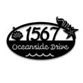 Stainless Steel 304 Custom Hanging Beach House Address Sign Nautical Seashells Mermaid Tropical Custom Metal Address Sign Beach House Decor (12 Inch)